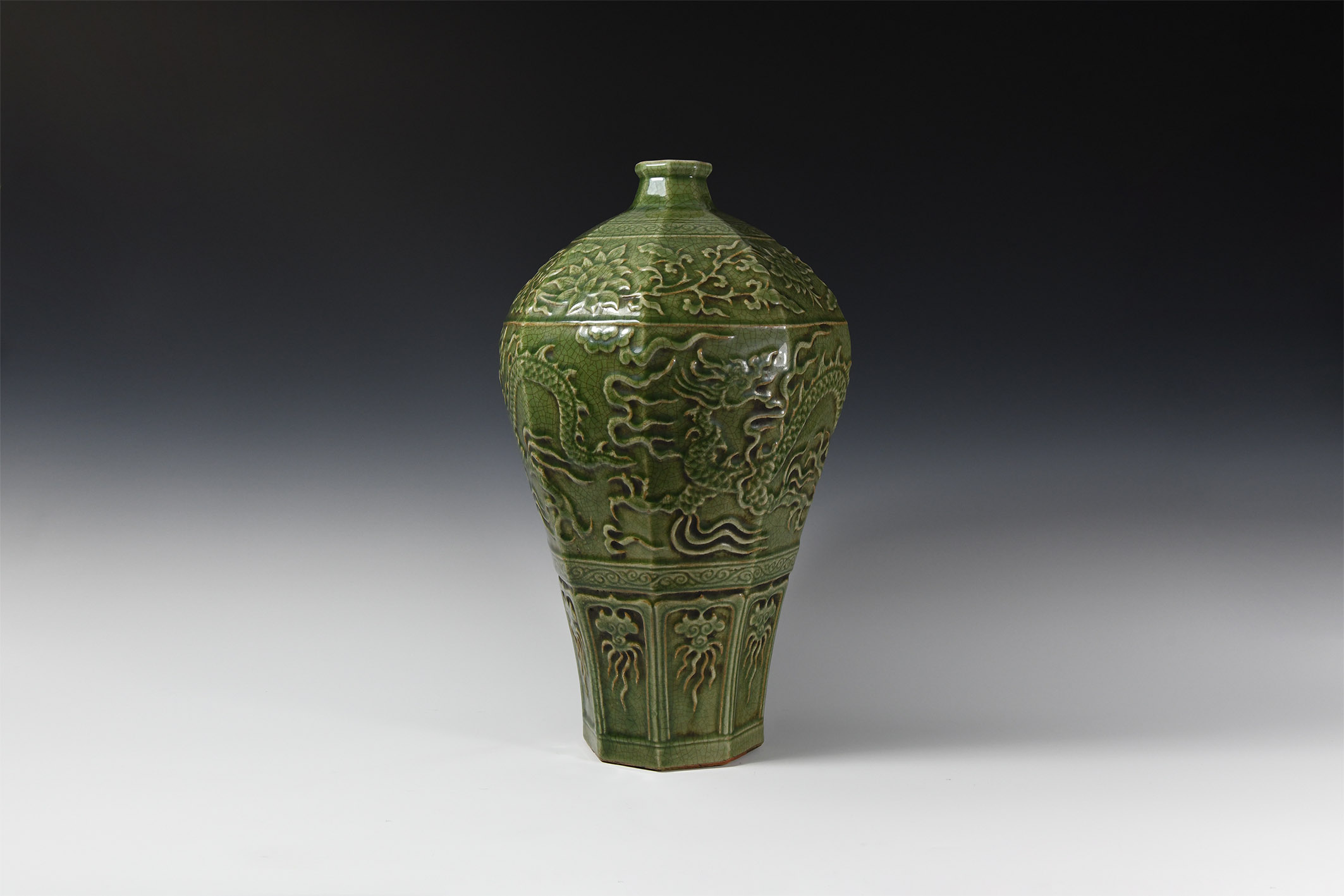 Chinese Green Glazed Vessel with Dragon