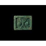 Roman Style Plaque with Jewish Menorah