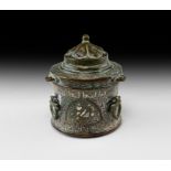 Khorasan Style Silver Inlaid Inkwell