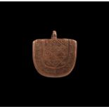 Islamic Inscribed Shield-Shaped Fitting