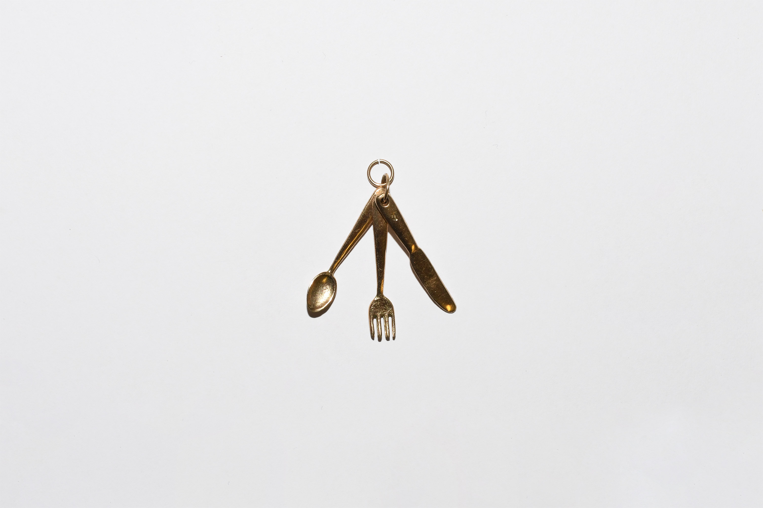 Vintage Gold Knife, Fork and Spoon Charm Pendant