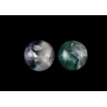 Polished Fluorite Mineral Globe Pair