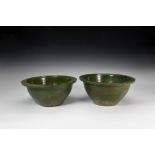 Chinese Ming Style Green Glazed Bowl Pair