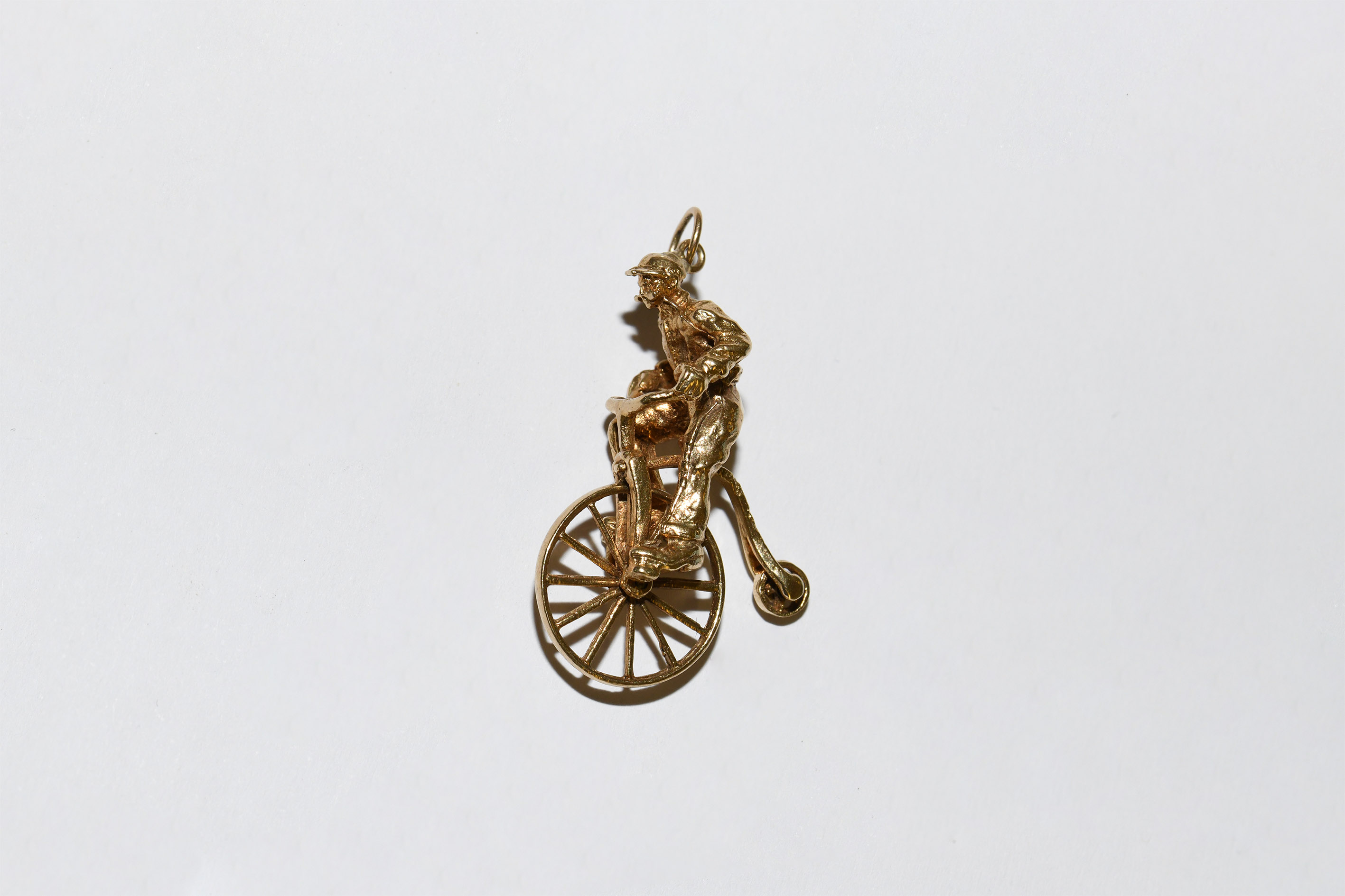 Vintage Gold Penny Farthing Bicycle Charm Pendant