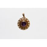 Vintage Gold Pendant with Purple Sapphire