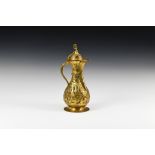 Ottoman Gilt Lidded Calligraphic Ewer with Mosque