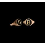 Vintage Gold Signet Ring with B