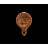 Grand Tour Roman Oil Lamp with Erotic Scene