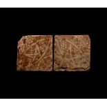 Medieval English Floor Tile Pair with Pentagram