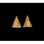 Viking Gold Bell Pendant Pair