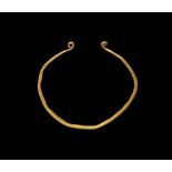 Iron Age Celtic Gold Bracelet with Scroll Terminals