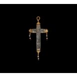 Crystal and Gold Cross Pendant