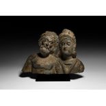 Gandharan Conjoined Busts of Hariti and Panchica