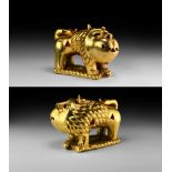 Asante Gilt Standing Lion Sword Fitting