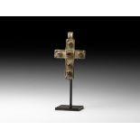 Medieval Silver Cross Pendant with Garnets