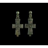 Byzantine Reliquary Cross Pendant with Saints