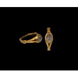 Roman Gold Ring with Carved Moonstone