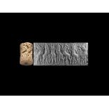 Large Western Asiatic Akkadian Cylinder Seal with Horned Man