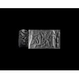 Western Asiatic Cylinder Seal with Warrior and Animals