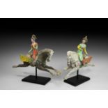 Chinese Tang Winged Polo Player Pair