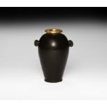 Egyptian Black Stone Jar with Gold Rim