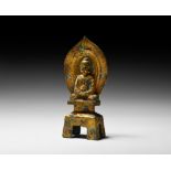 Chinese Qin Gilt Shakyamuni Buddha in Meditation