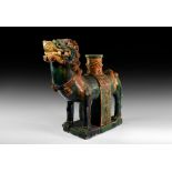 Chinese Ming Glazed Lion Candelabrum