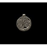 Viking Silver Borre-Style Pendant with Beast