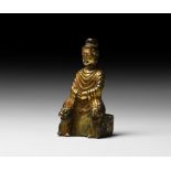 Chinese Wei Gilt Shakyamuni Buddha on Lion Throne