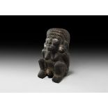 Mesoamerican Toltec Basalt Birthing Figure