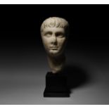 Roman Marble Head of Gaius Caesar