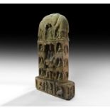 Chinese Inscribed Buddhist Votive Stele with Dragons