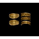 Medieval Gold Clasped Hands 'Pense de Moy' Posy Ring