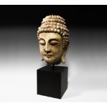 Life-Size Chinese Tang Marble Head of Buddha