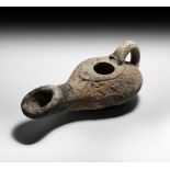 Large Greek Hellenistic Terracotta Oil Lamp