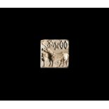 Large Indus Valley Mature Harappan Stamp Seal with Bull