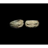Egyptian Steatite Ring with Crocodiles