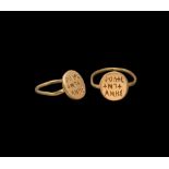 Late Roman Gold Ring with Inscription
