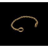 Iron Age Celtic Twisted Bar Bracelet with La Tène Terminals