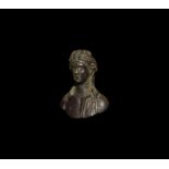 Roman Silver Bacchus Bust Mount