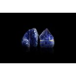 Natural History - Cut and Polished Sodalite Mineral Display Pair