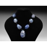 Natural History - Large Blue Agate Persian Bead Necklace