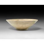 Large Chinese Tang Celadon Ware Bowl with Rippled Glaze