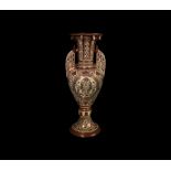 Large Spanish Glazed Amphora Vase with Lions