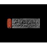 Western Asiatic Cylinder Seal with Winged Beasts