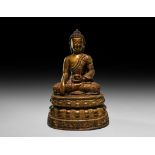 Large Sino-Tibetan Gilt Sitting Buddha Figure