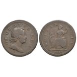 English Milled Coins - George I - 1718 - No Stops Halfpenny