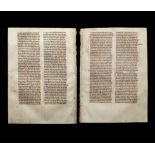 Medieval English Illuminated Latin Bible Vellum Leaf