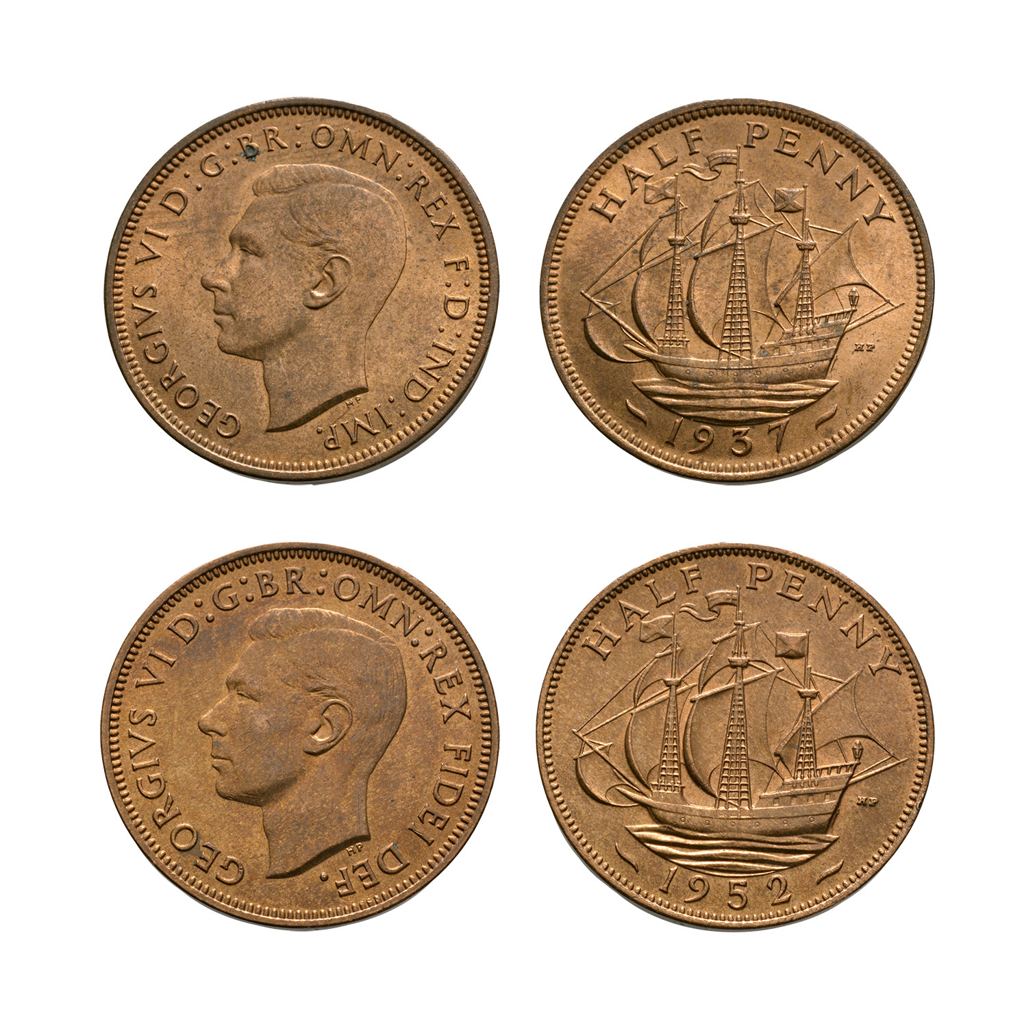 English Milled Coins - George VI - Halfpennies [2]