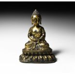 Chinese Qing Gilt Meditating Buddha